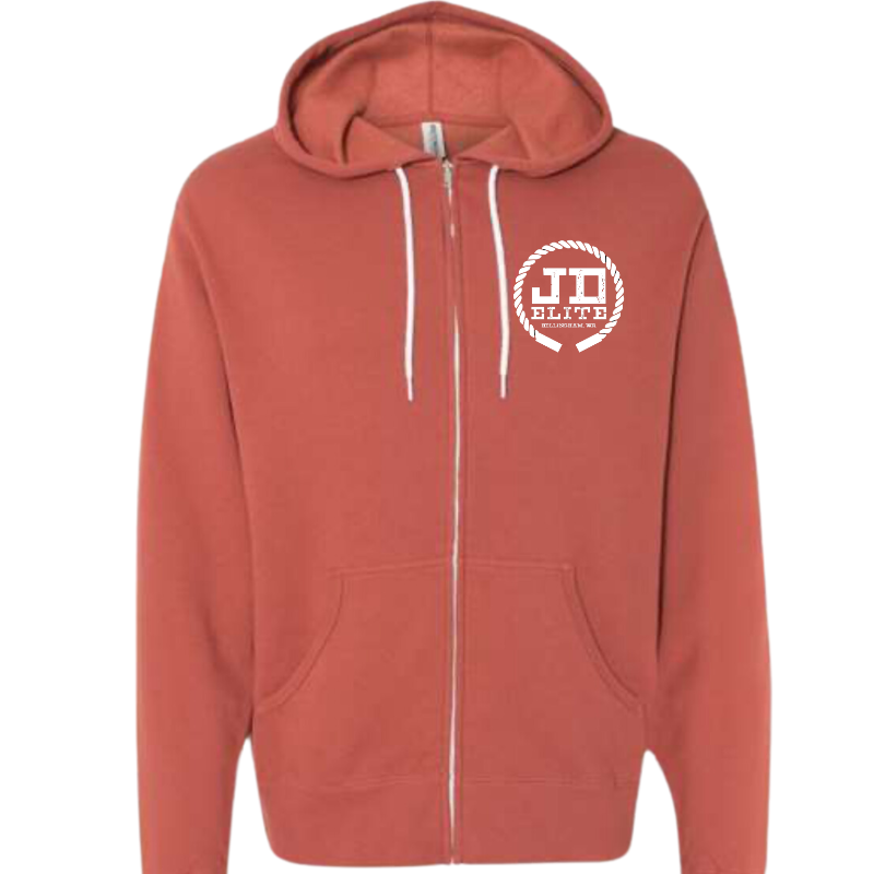 Lightweight Full-Zip Hooded Sweatshirt (Rust) - Thumbnail (Preview) 2