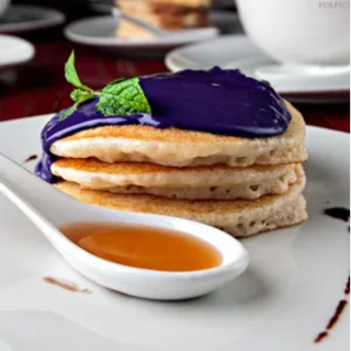 Ube and White Chocolate Ganache Pancakes