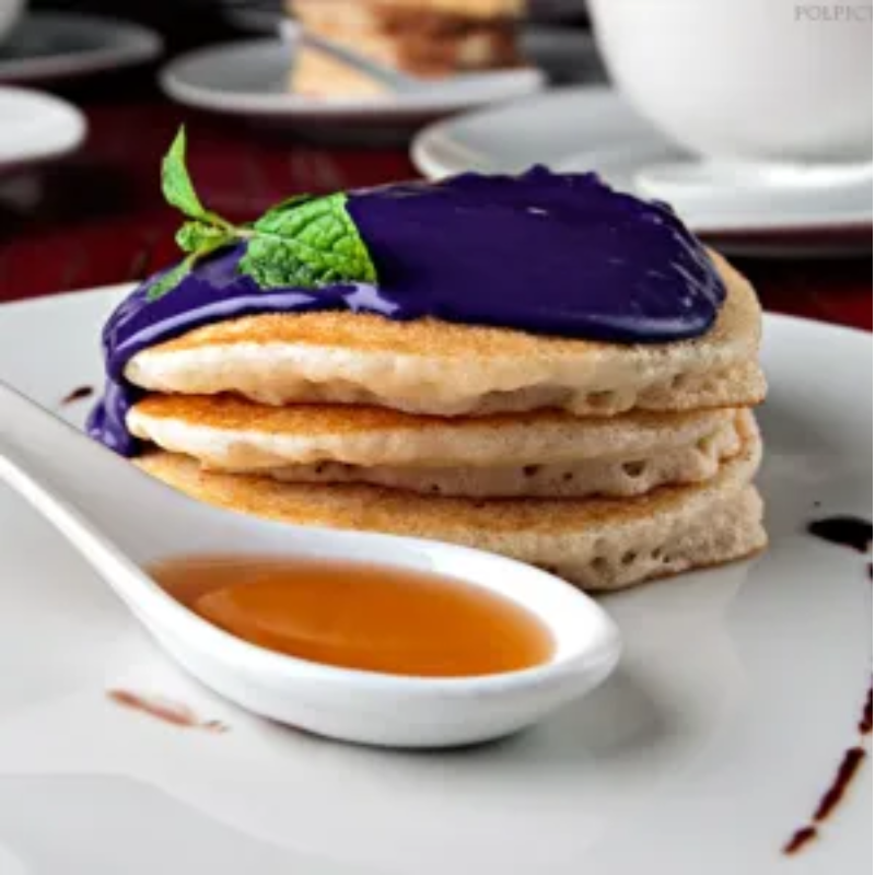 Ube and White Chocolate Ganache Pancakes Main Image