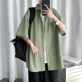 Sleeve Shirt Casual Oversize Tops Male