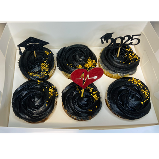 All Black cupcakes with black and red toppers