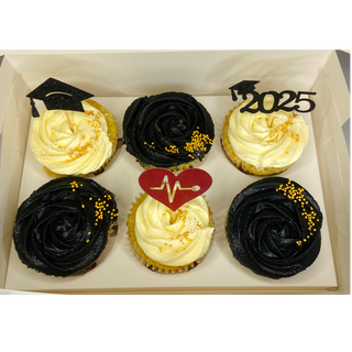 Black and white cupcakes with Black and red toppers
