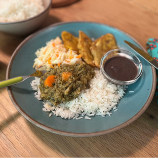 Haitian Legume and Rice (vegan, but can be made with meat)