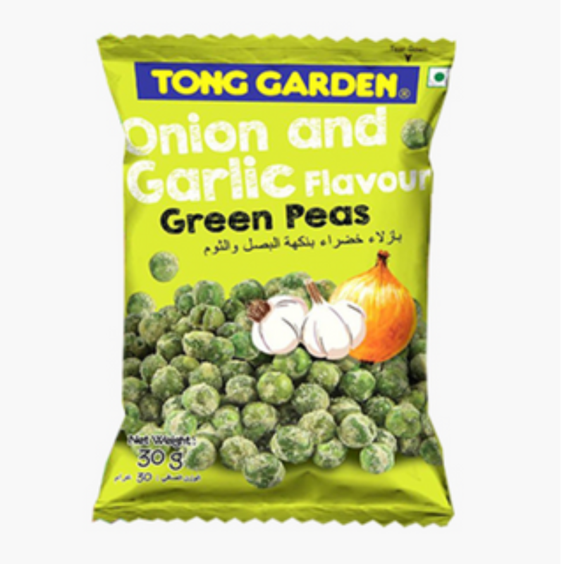 Tong Garden Onion & Garlic Flavour Green Peas, 20g MRP10 Main Image