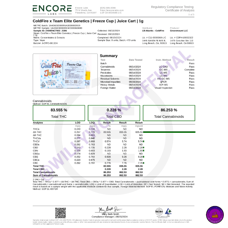 ColdFire Juice Cured & Live Resin Cart
