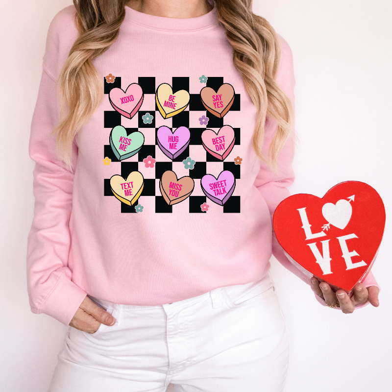 Candy Hearts (on pink)