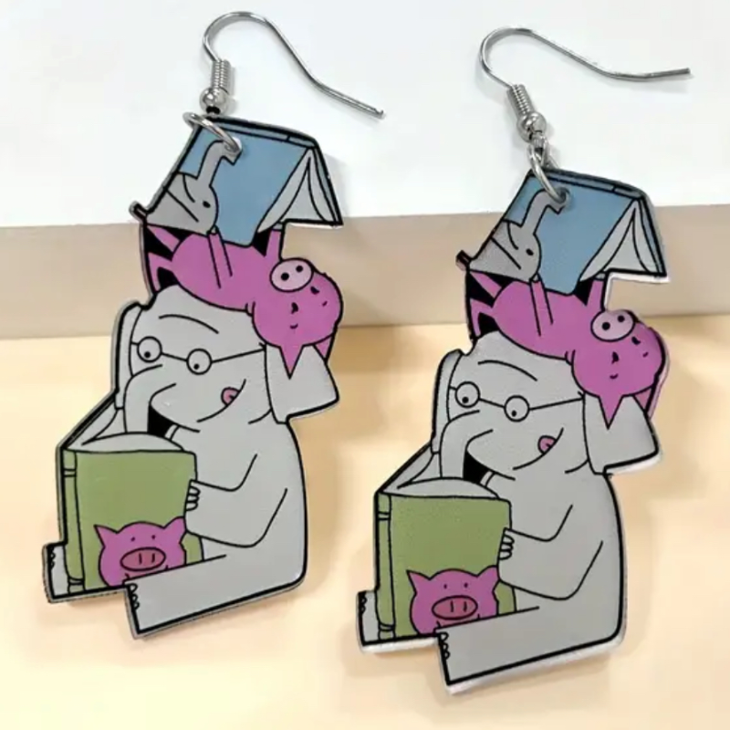 Mo Willems Elephant and Piggie Earrings