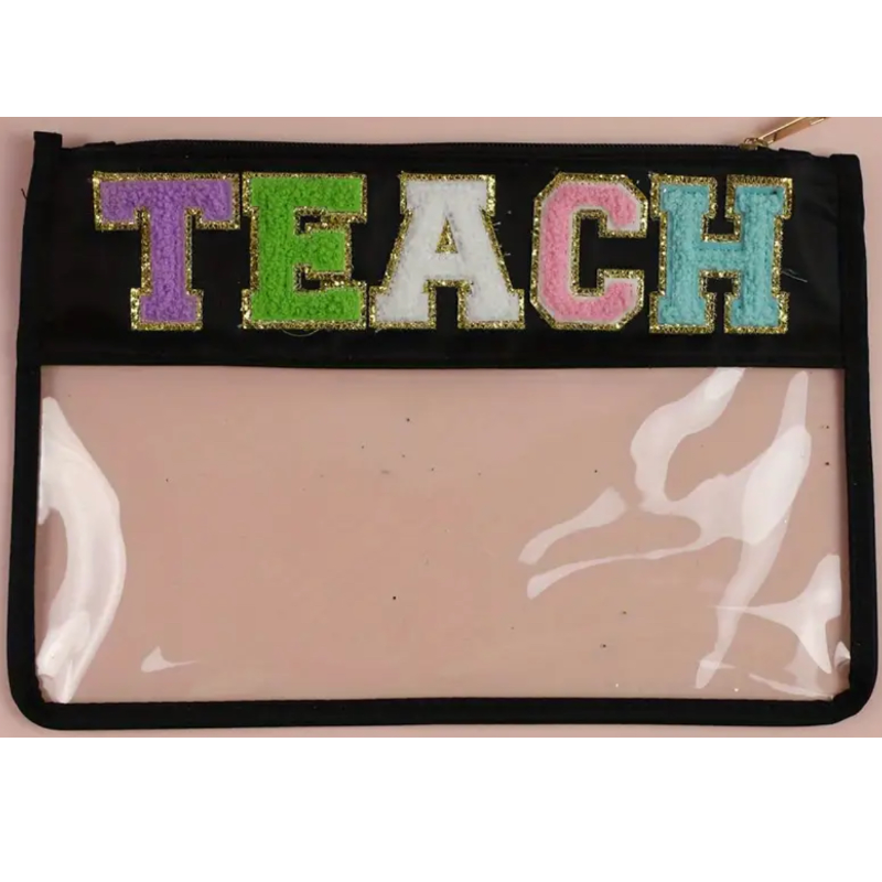 Chenille Letter Zipper Pouch “Teach” 