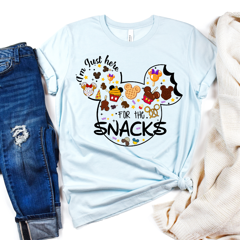 Just Here for the Snacks (on powder blue)