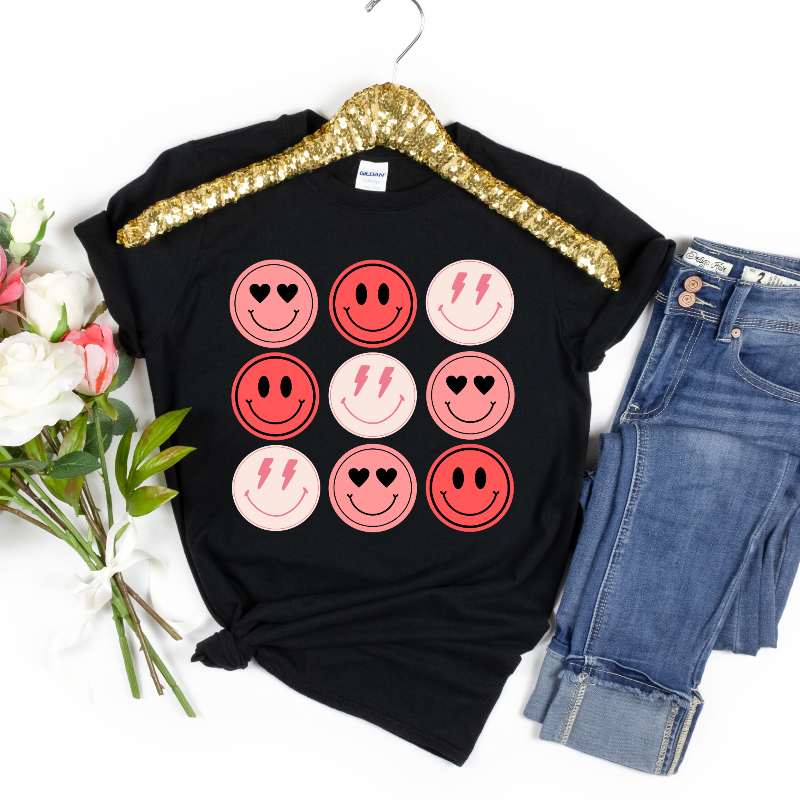 Pink Smileys (on black)