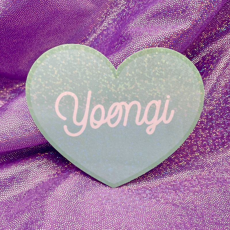 Yoongi (SUGA) Mint Glitter Heart Sticker Main Image