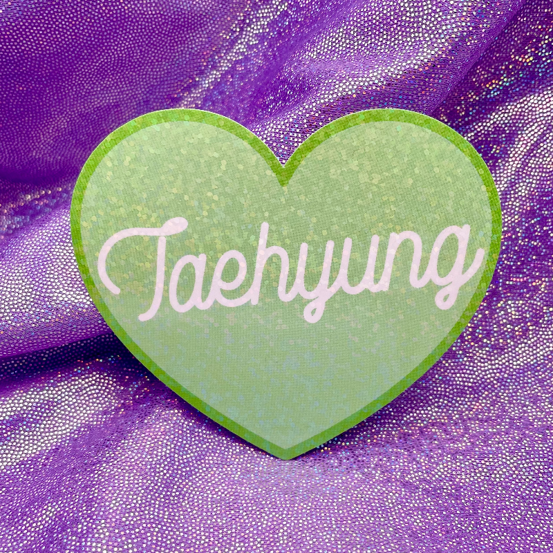 Taehyung (V) Green Glitter Heart Sticker Main Image