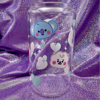 Baby Face (Mint Hearts/Stars) Glass Cup