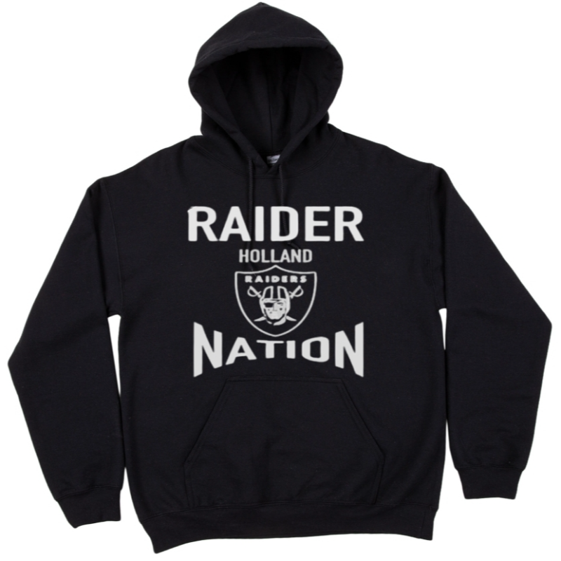 Adult Unisex Pullover Hooded Sweatshirt- Black - Raider Nation Main Image