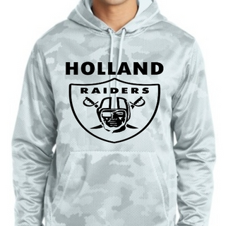 Adult Fleece Hooded Pullover- White Gray Camo