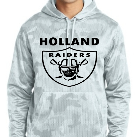 Adult Fleece Hooded Pullover- White Gray Camo Main Image