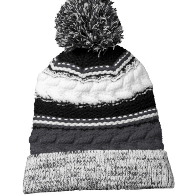 Stripe Pom Beanie- Black/Iron Gray  Main Image