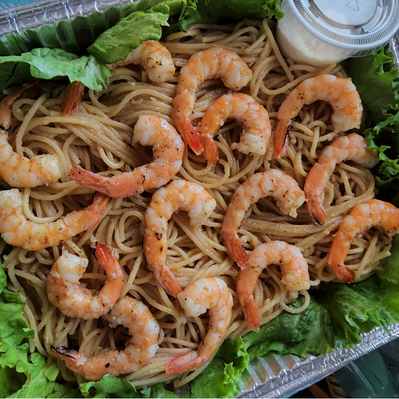 SHRIMP GARLIC NOODLES TRAY