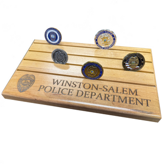 Wood Coin Holders Engraved Winston-Salem Police Department