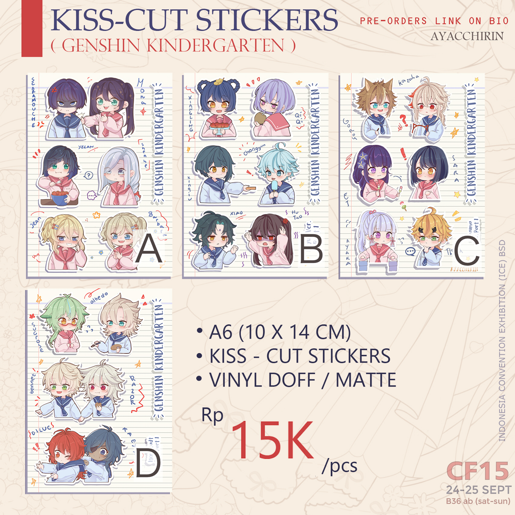 genshin kiss cut sticker