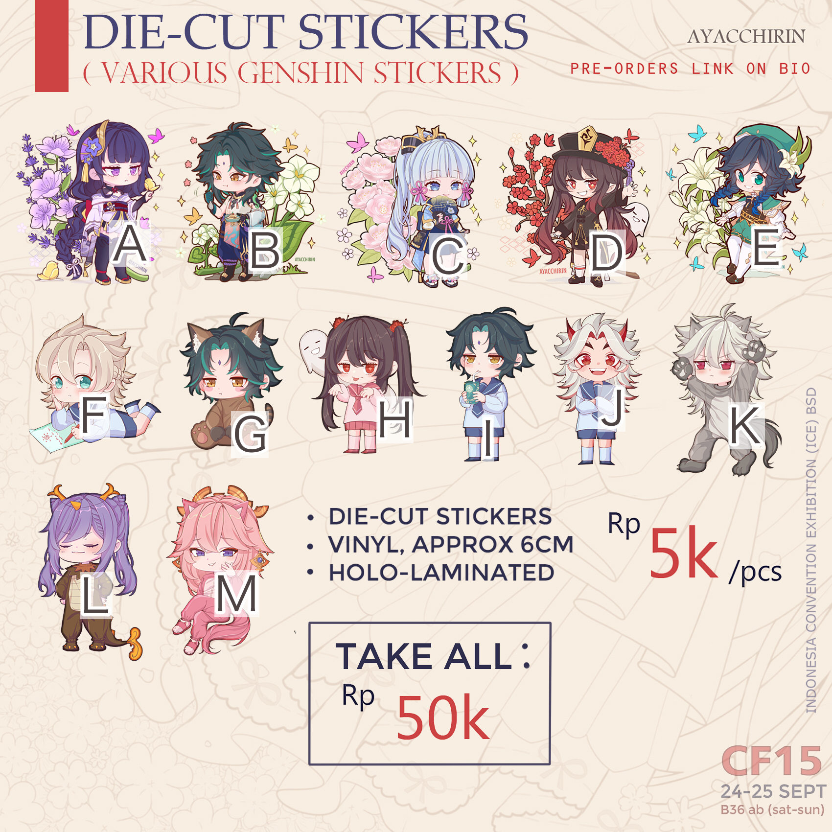 genshin die cut sticker