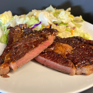 Ribeye steak with iceberg salad 