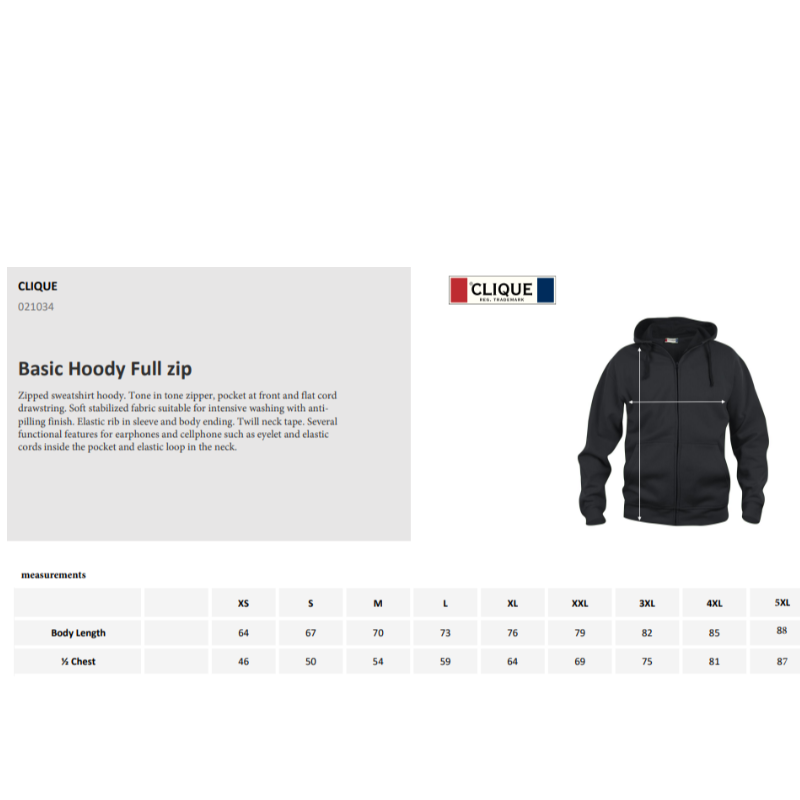 Sweat à capuche full zip Hommes - Bleu roi