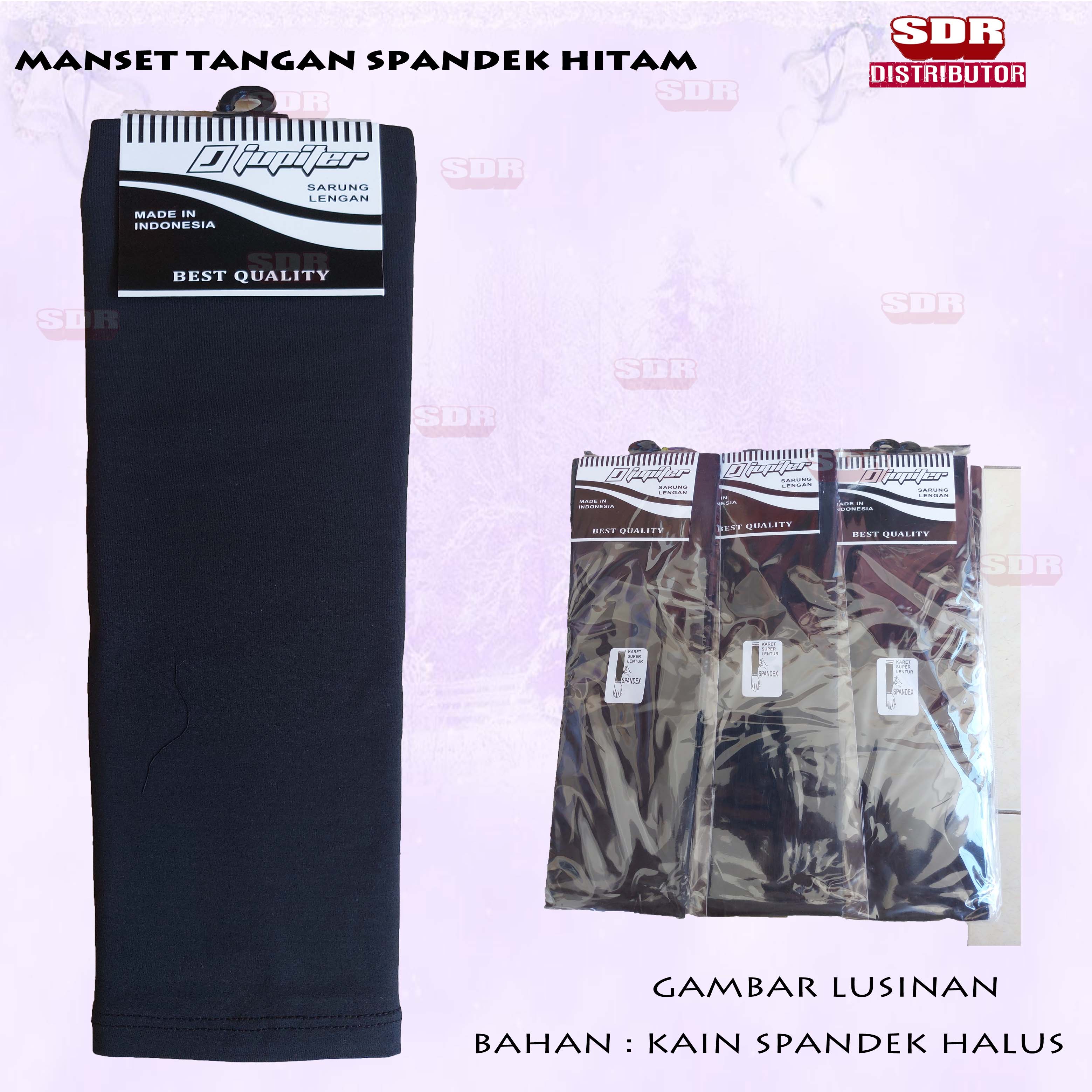 Manset Tangan Hitam Bahan Spandek Halus