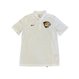 White Nike Dri-Fit Golf Shirt w/full color Sabercat Logo