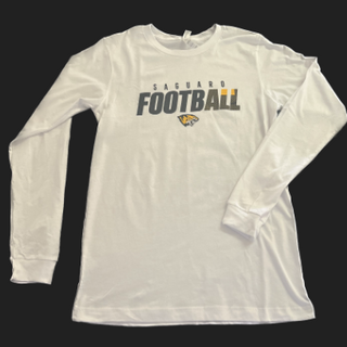 White Long Sleeve T-Shirt with Saguaro Football Logo