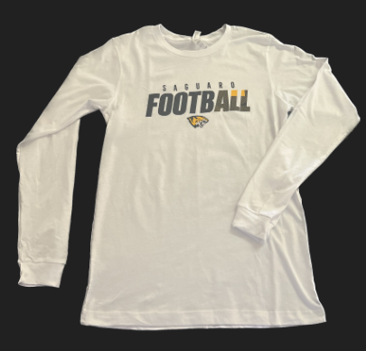 White Long Sleeve T-Shirt with Cathead Football Logo Main Image