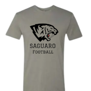 All Black Saguaro Football Logo on Grey Shirt 