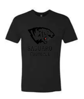 All Black Saguaro Football Logo on Black Shirt  Main Image