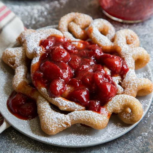 Funnel Cake with Homemade Strawberry Sauce Main Image