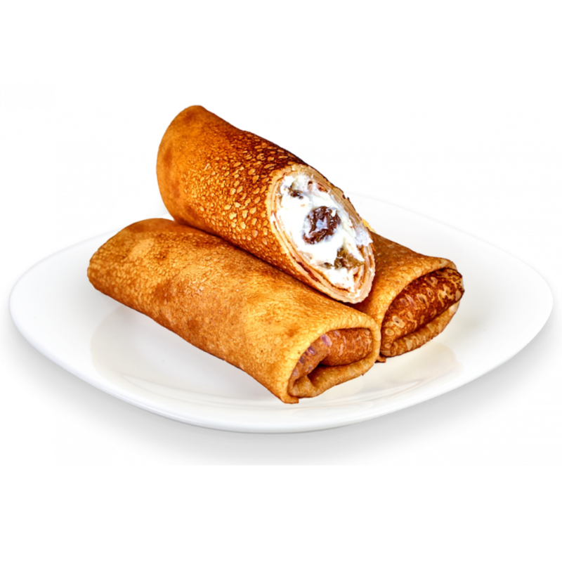 Блинчики с творогом и изюмом / Panquecas com ricota e uva passa