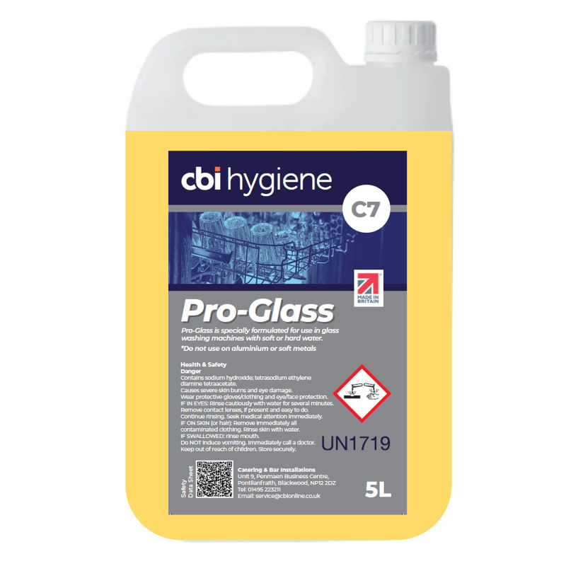  PRO GLASS - C7 Machine Glasswasher Liquid - Various Packs.