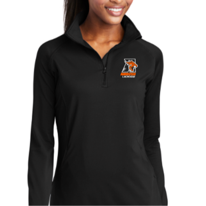 Ladies Sport-Tek Sport-Wick Textured 1/4-Zip Pullover - black Main Image