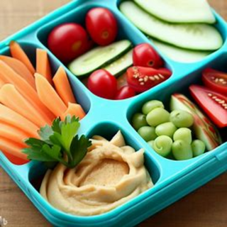 Bento - Hummous, craquelins et légumes