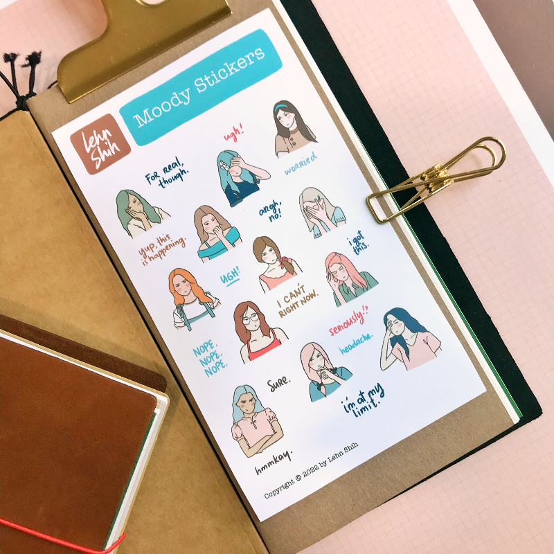 Moody Stickers (new version without facemasks)