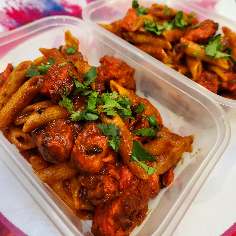 Chicken tikka south Indian pasta 