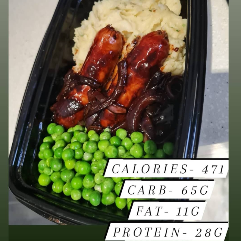 Sausage, and mash with onion gravy & veg