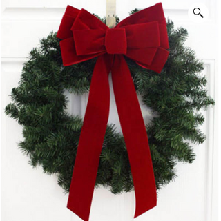 12" RED VELVET RIBBON ONLY Decorated wreath 