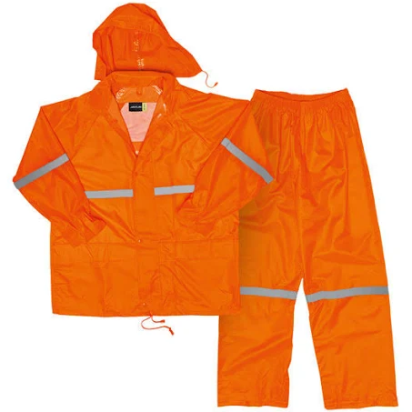 Pioneer  ORANGE  Hi Vis Reflective  Rubberized Nylon Rain suit  Small to 5XL