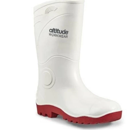 Hygiene White Gumboot Non Steel Toe Cap with red sole