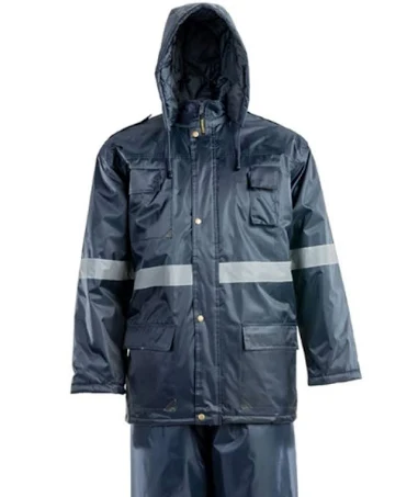 Raincoat / Parka Jacket Class 3  300D Oxford PU Coated  detachable quilted inner Orange and Navy