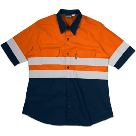 Hi-Vis-Two-Tone-Vented-Short-Sleeve-Work-Shirt-Navy-Orange