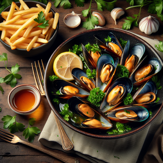 Mosselen "Witte wijn" met Frietjes