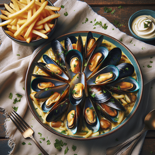 Mosselen "Room & Look" met Frietjes