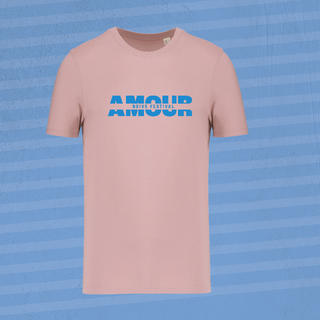 T-shirt unisexe en coton bio Rose - "Amour Bleu" 