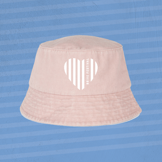 Bob unisexe délavé en coton bio Rose - "Coeur Blanc"